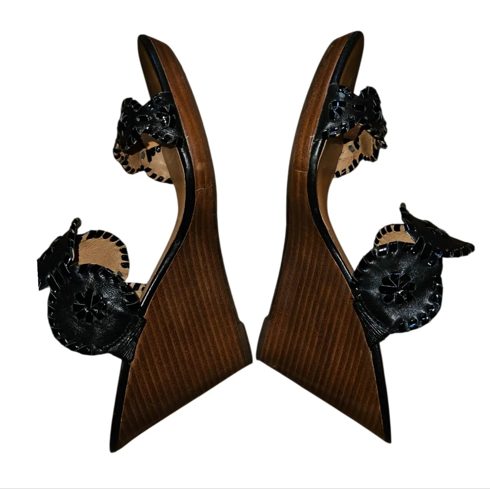 Jack Rogers Luccia Wedge Black Women's 10 - Picture 7 of 11